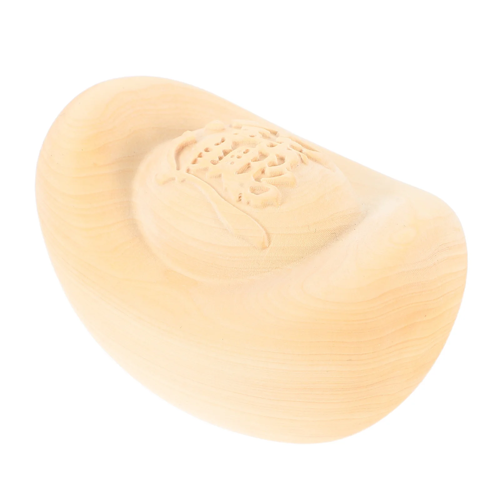 

Boxwood Yuan Bao Golden Statue Chinese Prosperity Feng Shui Home Office Desktop Decor Wooden Money Symbol