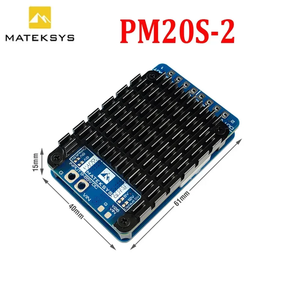 MATEK PM20S-2 Dual BEC Power Module, 9-85V DC Step-Down 25K Voltage Divider for FPV Flight Controller, RC Drone Regulator Parts