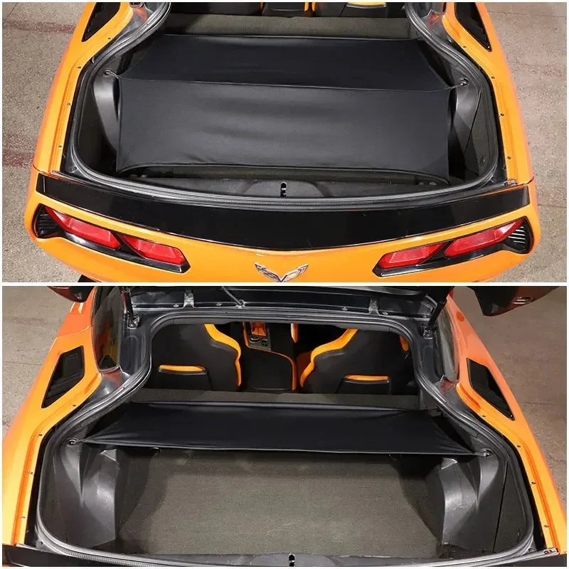 YUNV Cargo Cover for Chevrolet Corvette C7 2014-2019 Rear Trunk Security Shade Retractable Privacy Shade Curtain Organizer