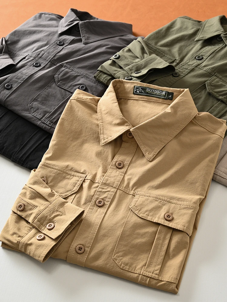 

Men's Slim Fit Long Sleeve Shirt Quick Dry Thin Spring Summer Workwear Collared Fast Selling Item for Other Occasions