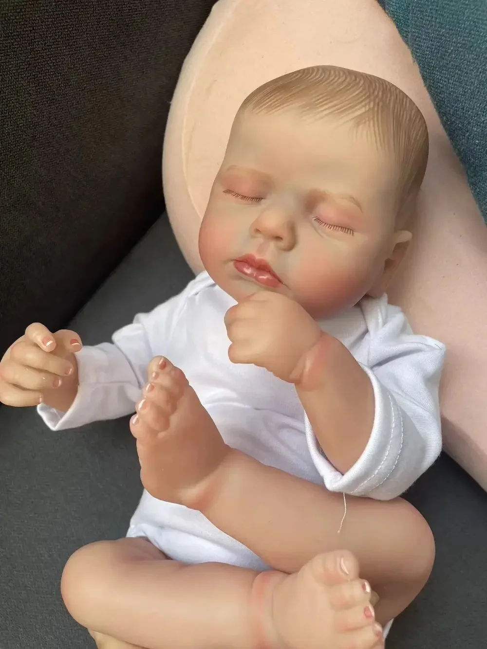 Muñeca Reborn LouLou de 48CM, tacto suave, realista, muñecas artísticas hechas a mano, pintura 3D de piel con venas visibles, Muñeca Reborn