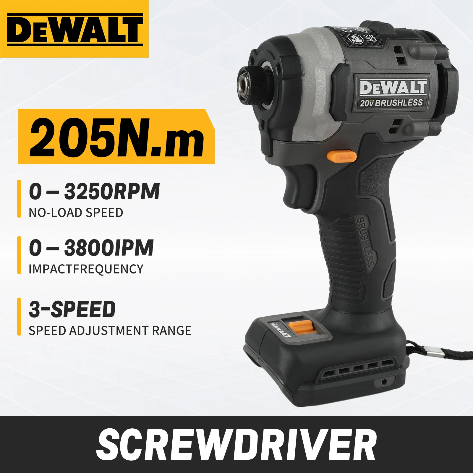 

DeWalt new McLaren Edition DCF85m Cordless Screwdriver Brushless 205N.m 6.0Ah Electric Impact Drill，For Dewalt 20V Lithium batte