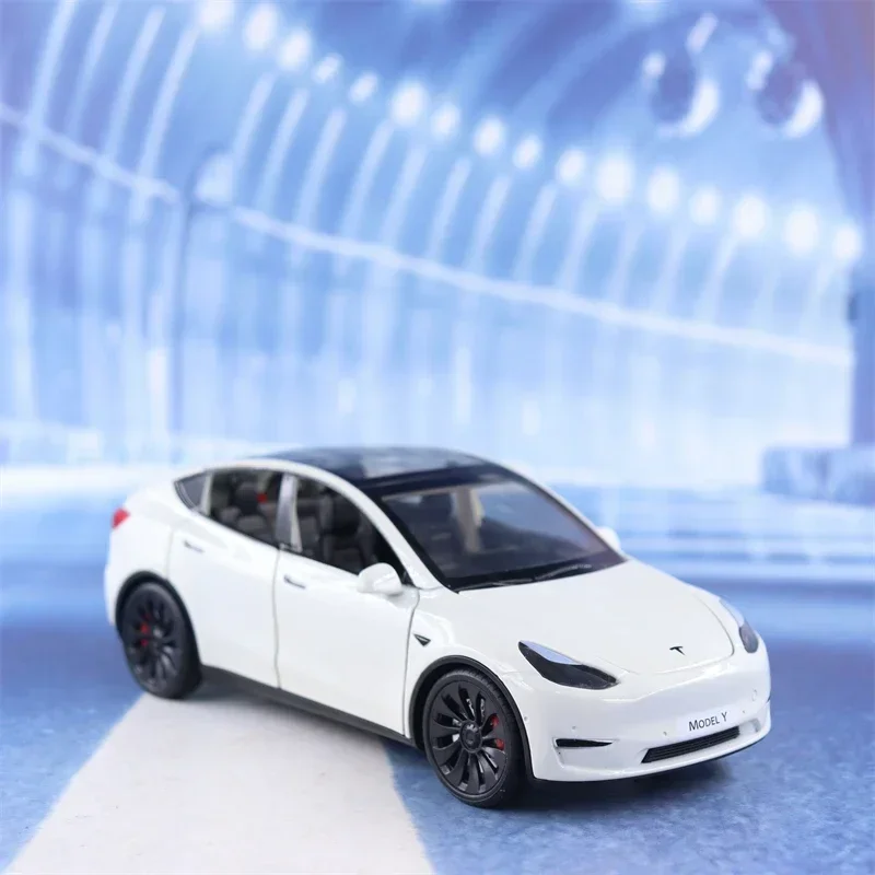 1:24 TESLA MODELL Y Hohe Simulation Diecast Metall Legierung Modell auto Sound Licht Ziehen Sammlung Kinder Spielzeug Geschenke F544