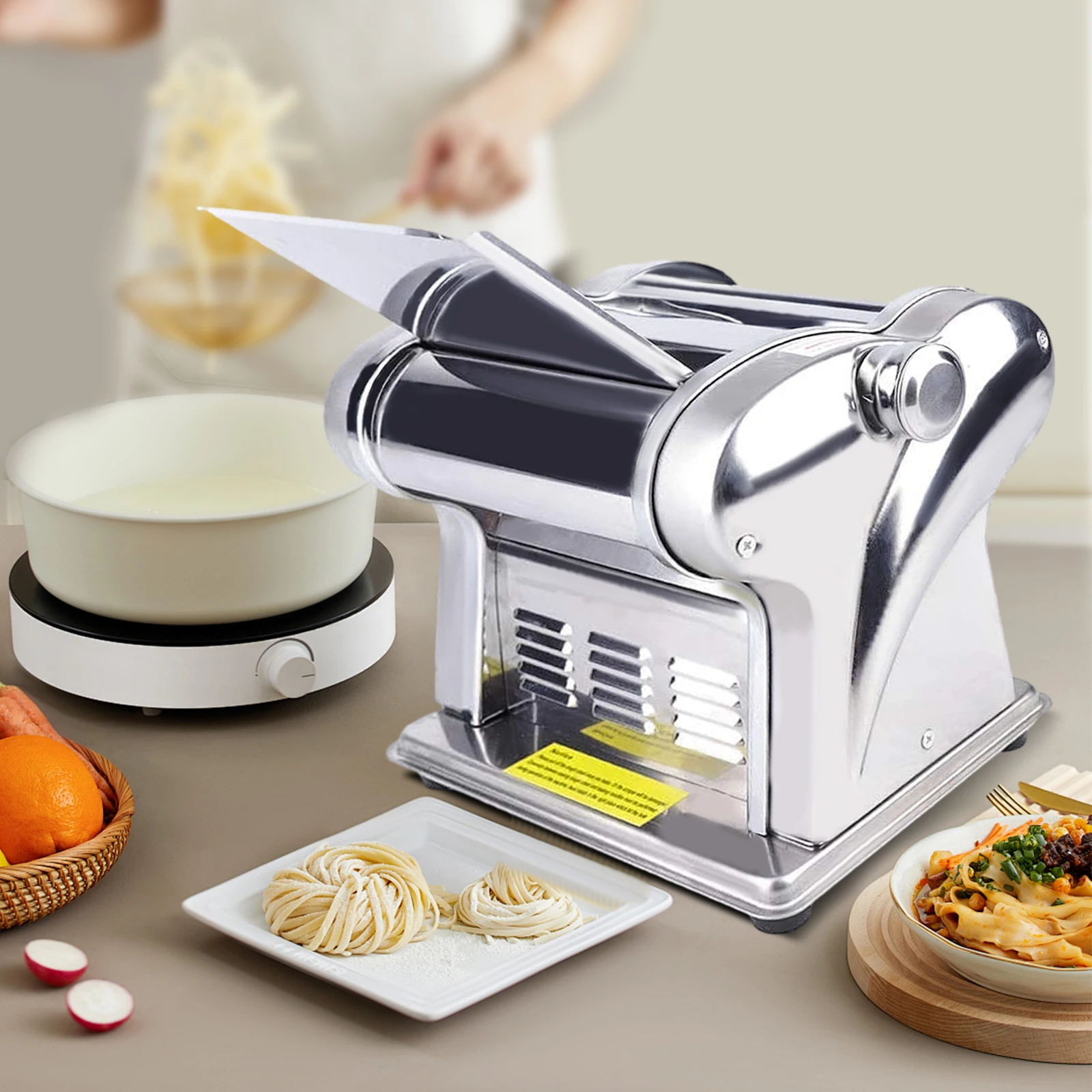 Commercial Electric Automatic Tei Groll Machine Stainless Steel Double Knife Household Noodle Pasta Maker Machine