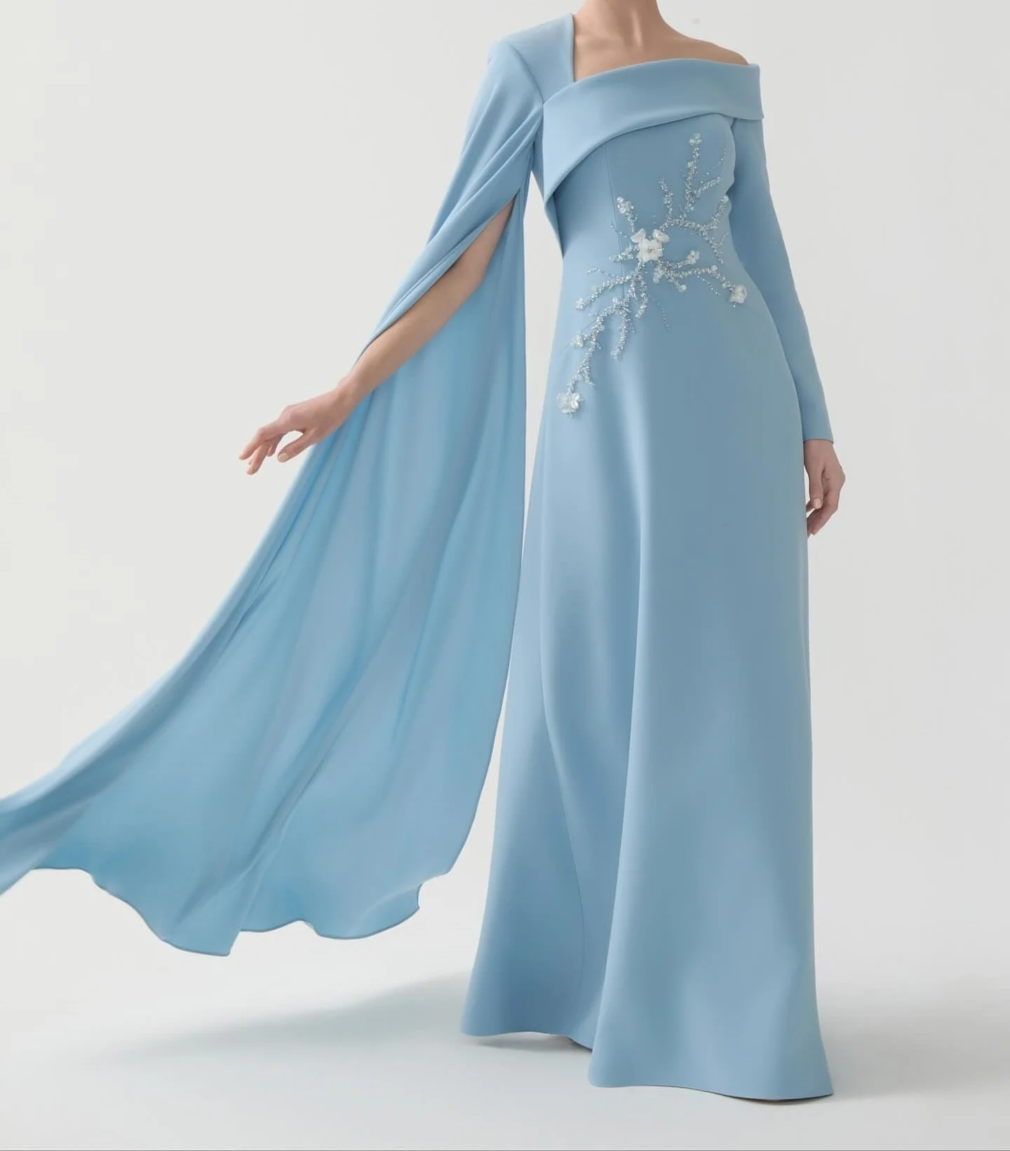 Meetlove フルスリーブ ビーズ装飾 シース シンプル フォーマルドレス カスタマイズ可能 フロア丈 スイープトレイン フロア丈 ホームカミングドレス