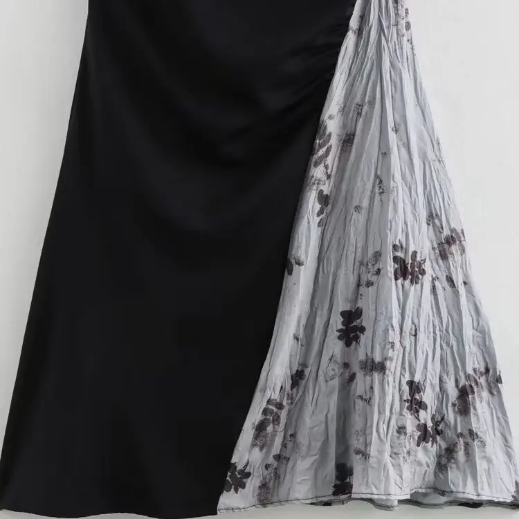 กระโปรงทรงเอเอวสูงผ้าโพลีเอสเตอร์ ดีไซน์แฟชั่นใหม่ล่าสุดสำหรับผู้หญิง ตกแต่งด้วยผ้าปะติดปะต่อ ทรงสวยเก๋ สไตล์ลำลอง คอวี