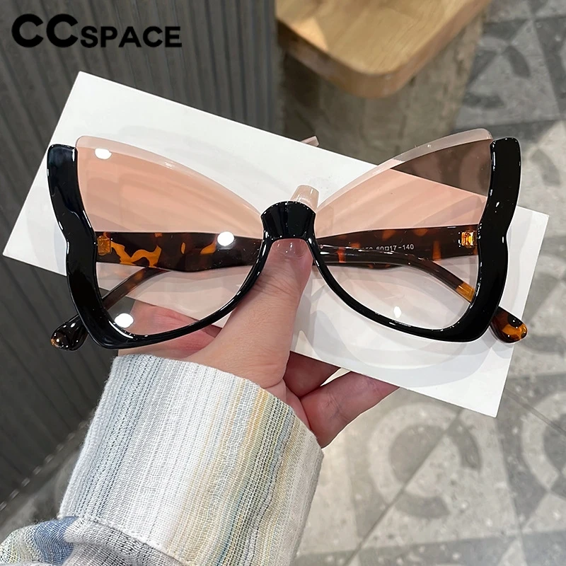 نظارات شمسية كبيرة الحجم على شكل فراشة للنساء نظارات كلاسيكية بدون إطار UV400 للسيدات بنصف إطار Sunies 310018