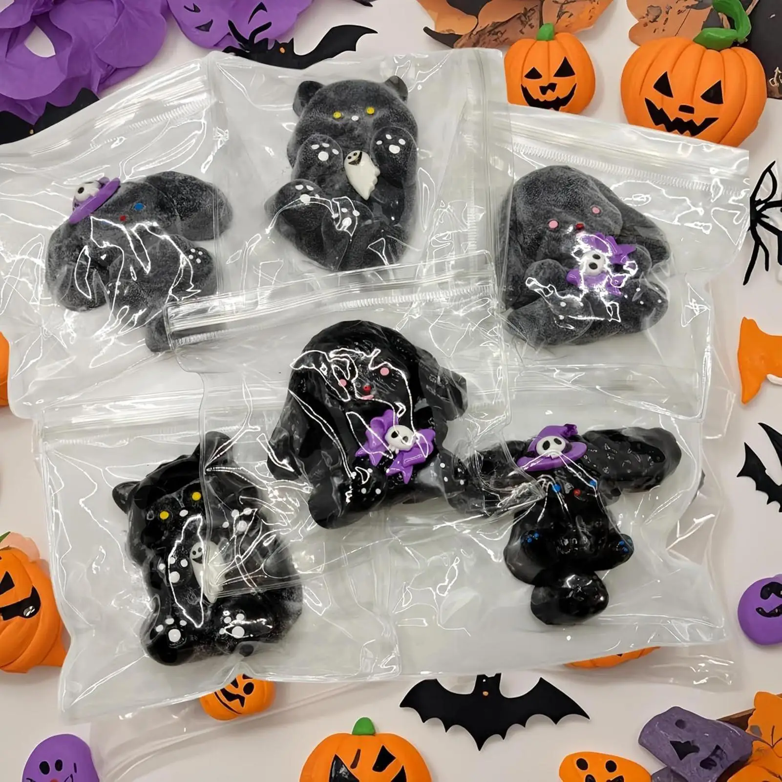 Lindo Halloween Squishy bolas antiestrés Fidget juguete sensorial apretar alivio del estrés juguete de mano Animal elástico juguete de crecimiento lento