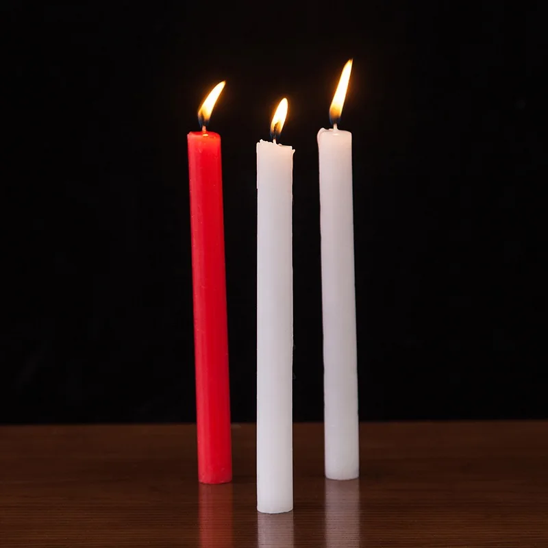 φ1.2cm*L16cm Household Stick Candles for Emergency Classic Church Candles for Praying White Red Colors Optional Pillar Candles