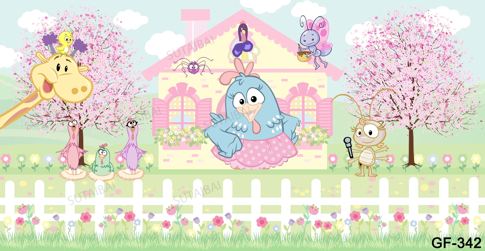 Telón de fondo con dibujos de animales de granja y pollo para estudio fotográfico, Fondo de vinilo para fiesta de cumpleaños de niños, Galinha pintada