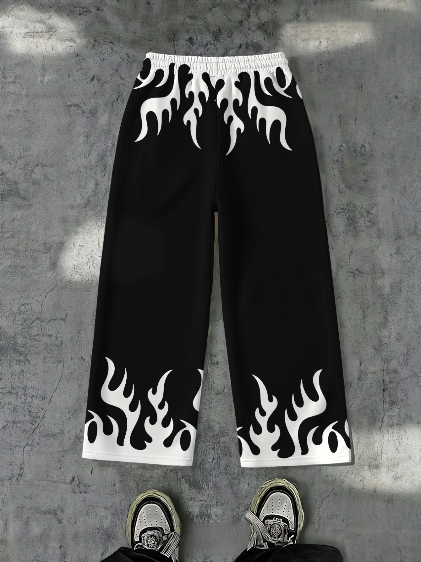 2026 New Model Men Gothic Vertical Graphic Wide Leg Sweatpants Drawstring Loose Straight Baggy Y2K Dark Punk Streetwear Pants.