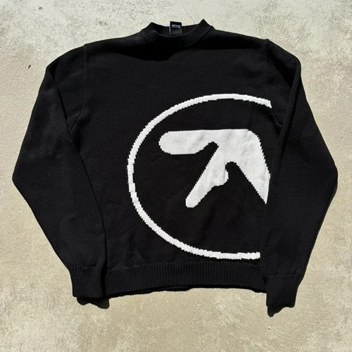 Imagen 2 del producto Suéter para hombre Aphex Twin Knit invierno de gran tamaño Vintage camisetas de manga larga jersey Y2k ropa de calle ropa de moda gráfica