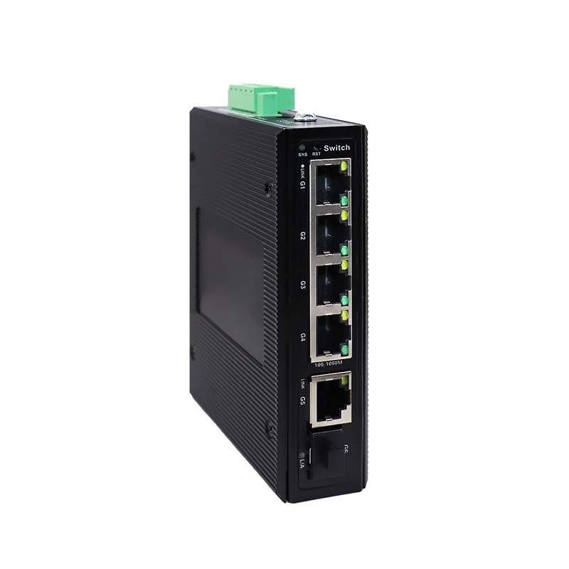 JT-COM Gigabit L2- Managed Industrial POE Switch 6-port Full Gigabit POE Industrial Ethernet Data Switch Support Port Mirroring