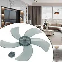 Transparent 16 Inch Fan Blade 5 Leaves Replacement With Nut Cover For Pedestal Table Stand Fan Accessories Parts
