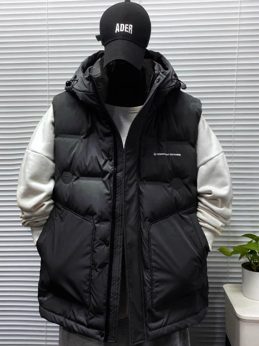 

Мужской утепленный жилет большого размера (до 300 фунтов) из хлопка с капюшоном, модный, осенне-зимний, брендовый, рабочий, теплый, верхняя одежда