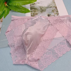 Sissy Pouch Panties Men Lace Bikini Mansexy Briefs Traceless Sexy See-Through Underwear Breathable Lingerie Transparent Knickers