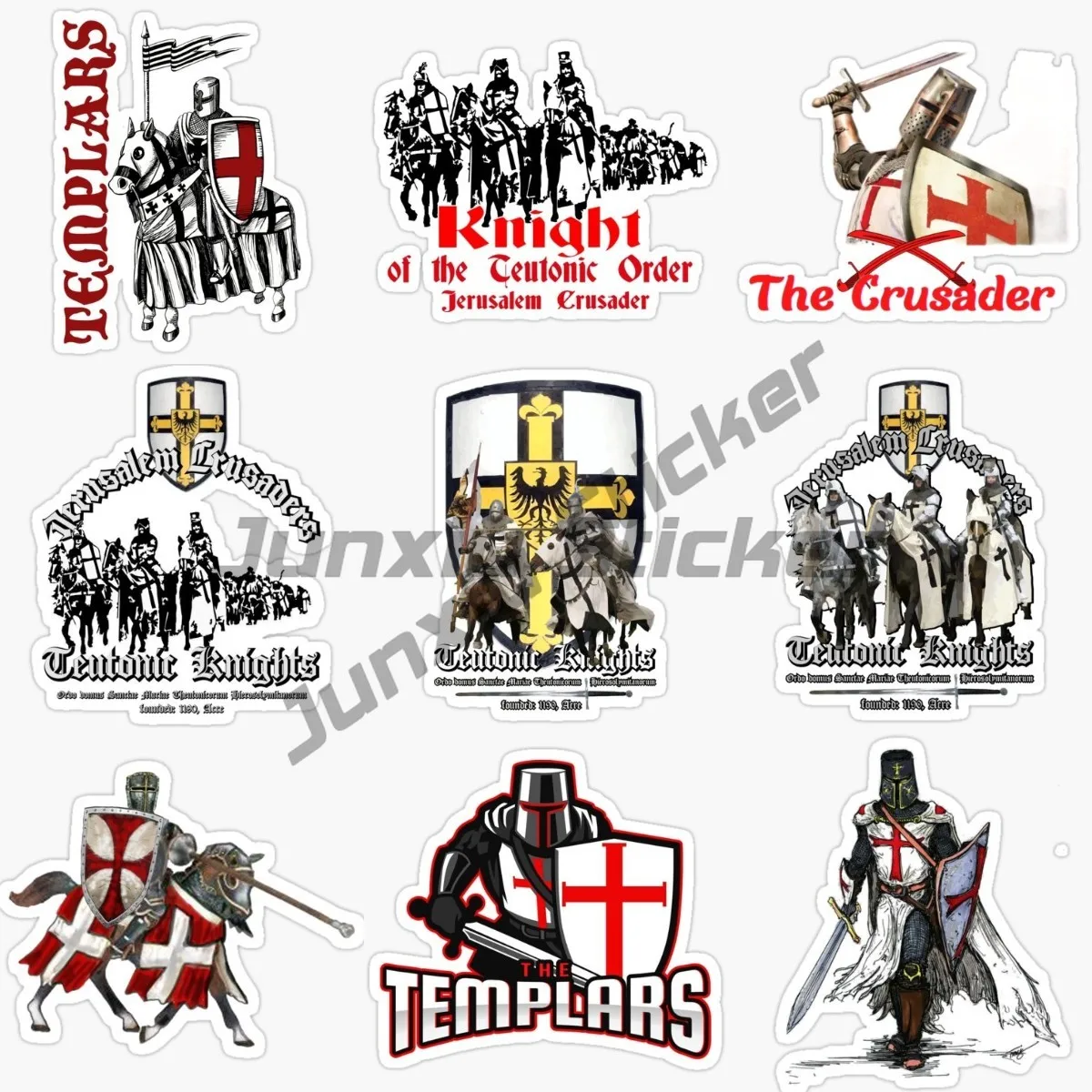 Crusader Warrior Knight Templar Car Stickers Kayak Scooter Surfboard Motorcycle Bicycle Helmet Decor Decals