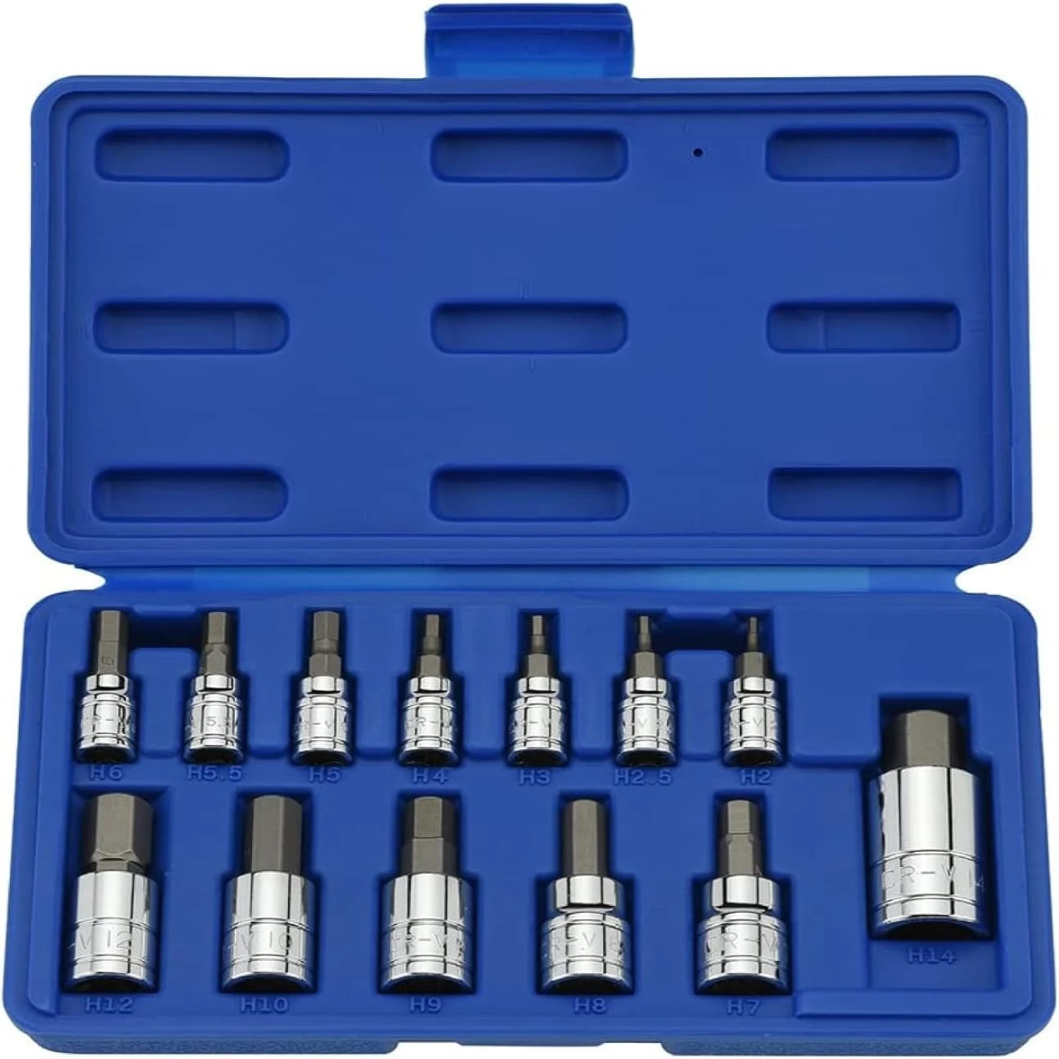 

High-Quality Durable NEIKO 10074A Metric Hex Bit Socket Set with Wide Range of Sizes from 2mm to 14mm | 13-Piece Set featuring S