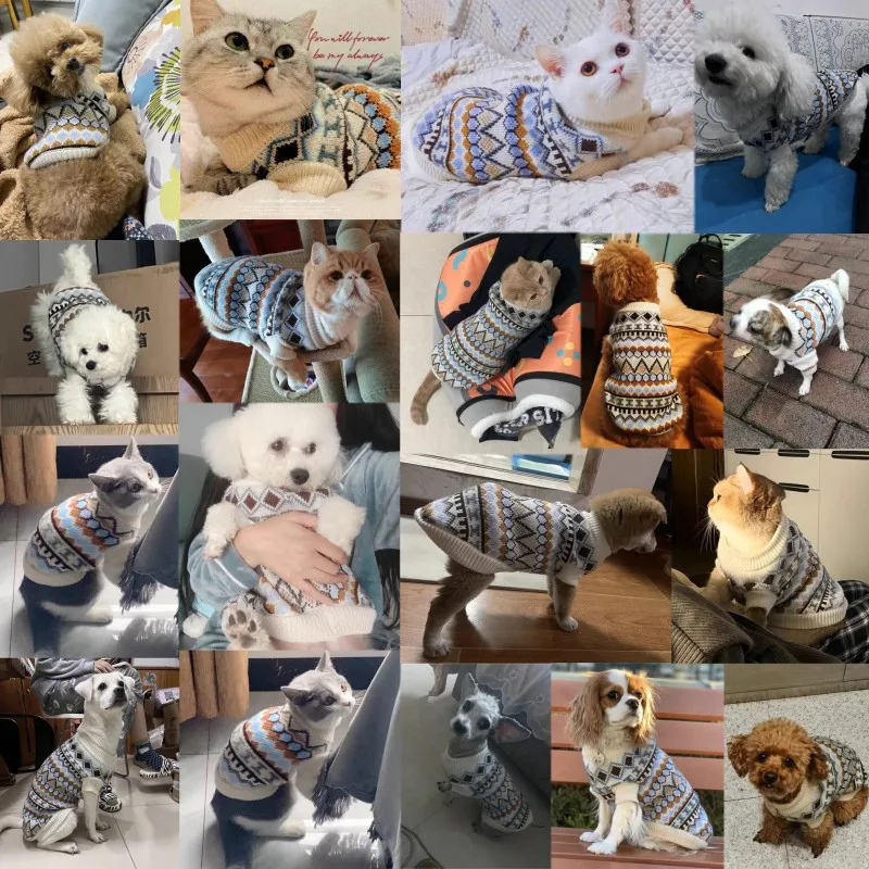 Pet Dog Sweaters for Small Medium Dogs Winter Warm Puppy Turtleneck Fashion Cat Knitted Sweaters Chihuahua Dog Clothes Dog Coat