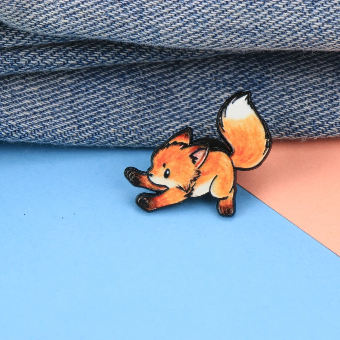 Niedliche Cartoon-Fuchs-Emaille-Anstecknadel, bezaubernde Tierbrosche für Rucksack, Kleidung, DIY-Deko-Accessoires, Großhandelsschmuck