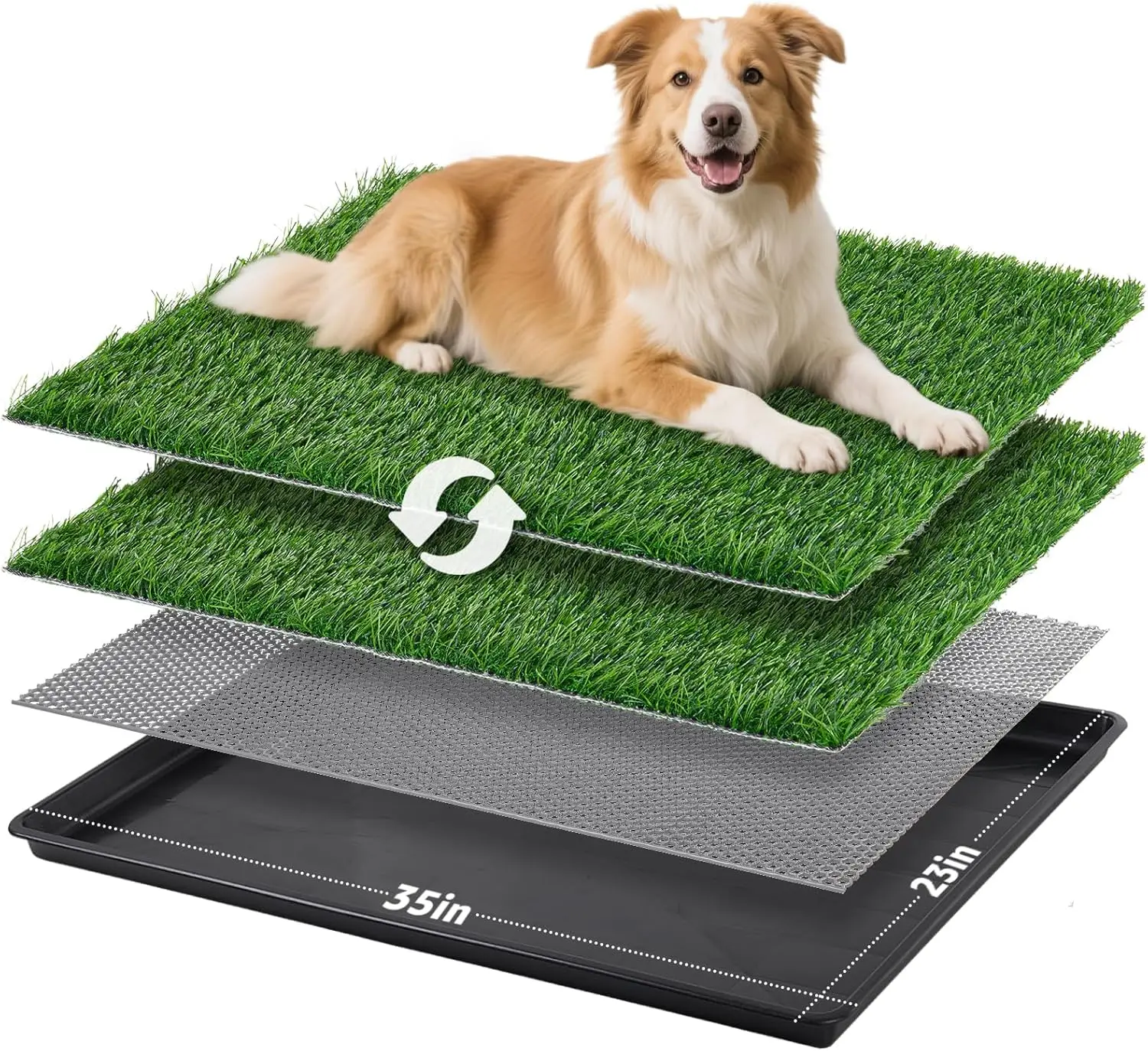 

Large Dog Potty Tray with Artificial Grass and Drainage System for Indoor Outdoor Use