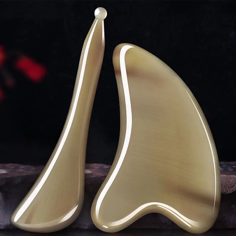 White Buffalo Horn Gua Sha Scraping Natural Horn Facial Massage Comb Tool Muscle Relaxing and Relieve Fine Lines Face