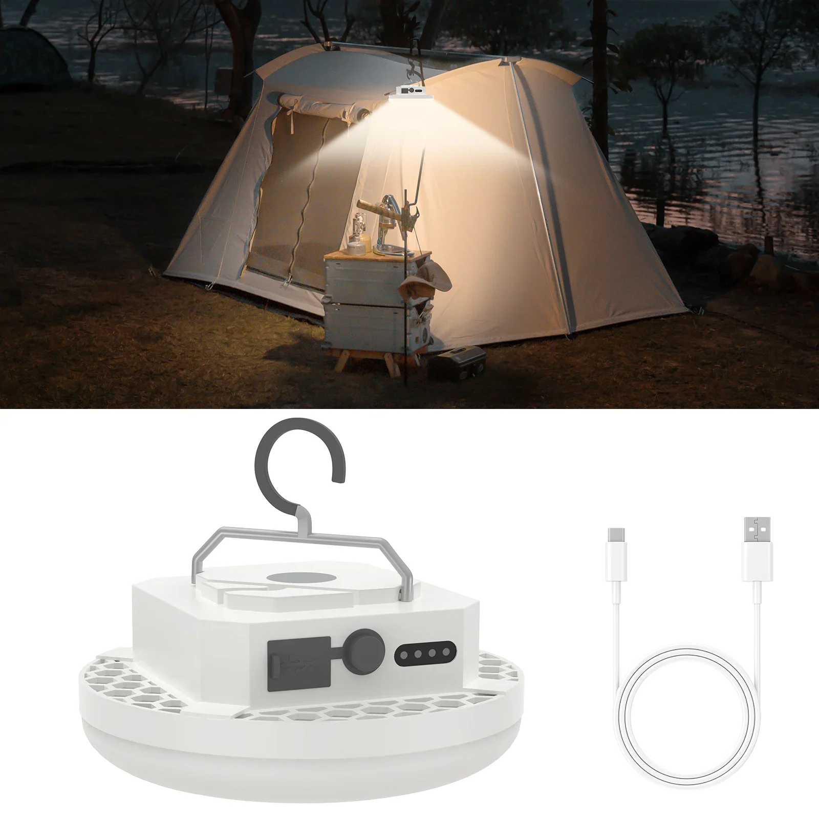 Linterna LED recargable para acampada, luz potente magnética portátil de 15600mAh, luces para tienda de campaña