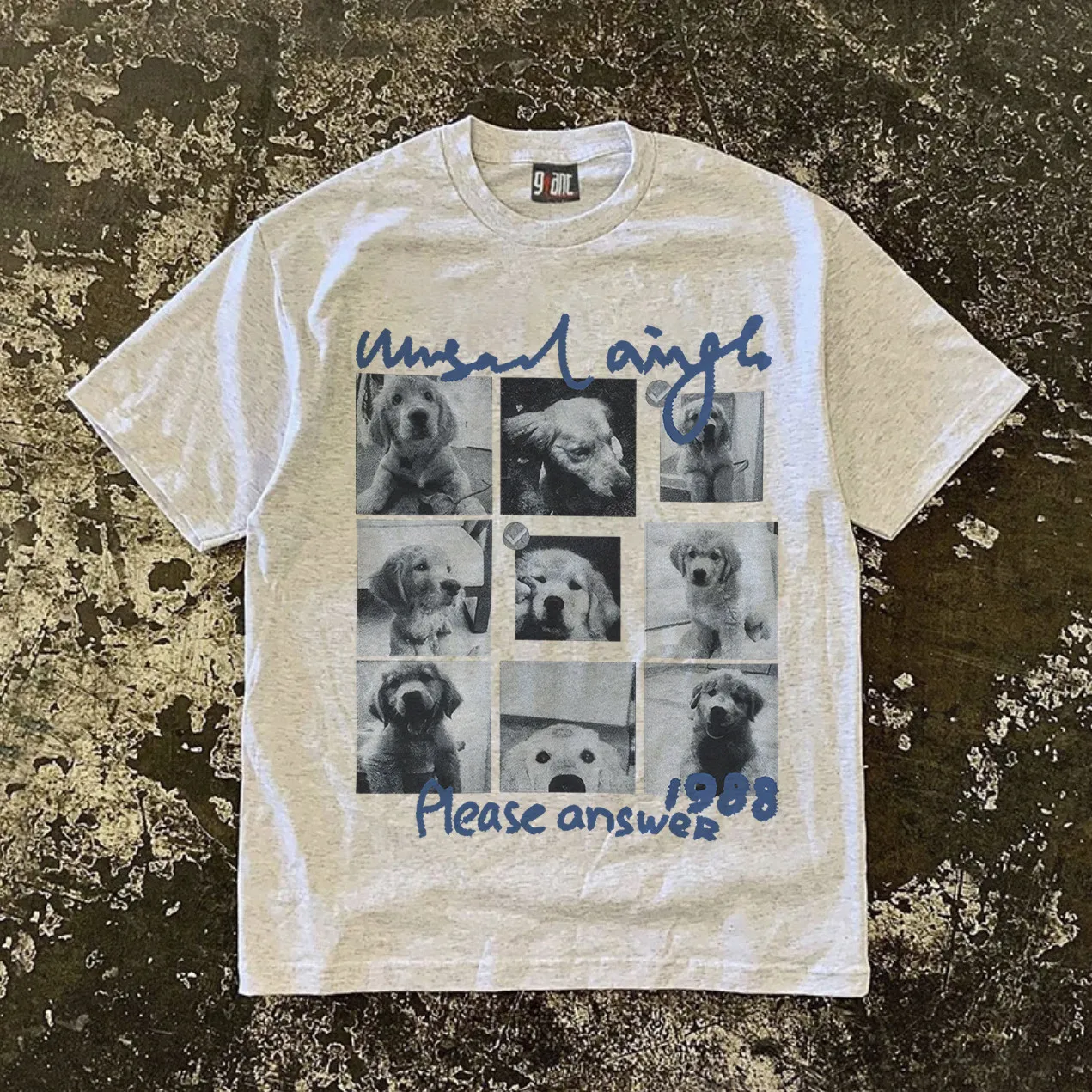 Pure Cotton Short Sleeve T-Shirt Double Thread Loose Fit Unisex Breathable Summer Fashion round Neck Dog Print Graphic Tee