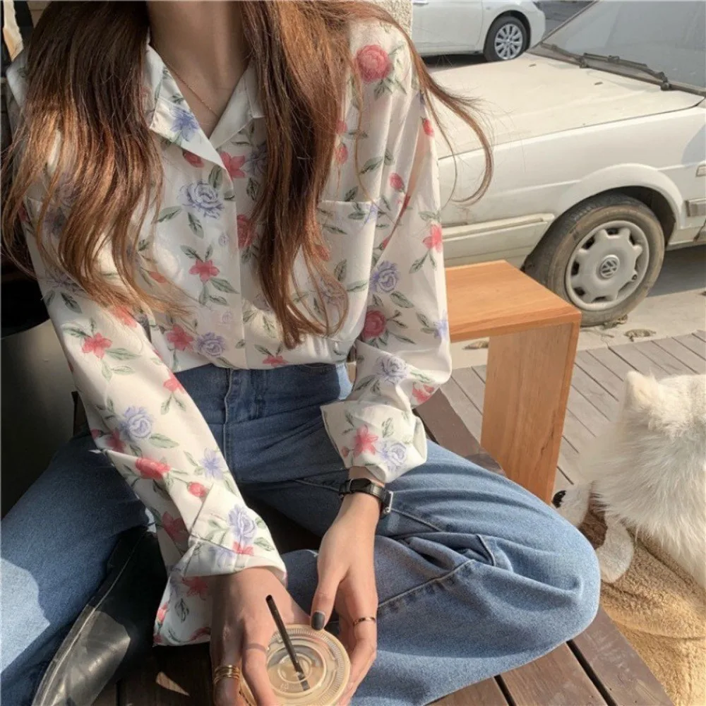 Dames Lente Nieuwe Veelzijdige Mode Woon-Werkverkeer Ruches Zonnebrandcrème Cardigan Knoop Lange Mouw Losse Chiffon Shirt Tops