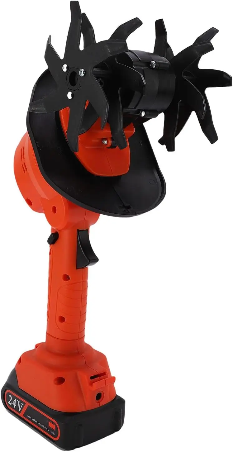 Cordless Electric Tiller Cultivator, 1500mAh Lithium-Ion Battery, Portable Garden Weeder with Safety Lock, Ergonomic Handle, 110-240V, for Lawns, Yards and Gardens