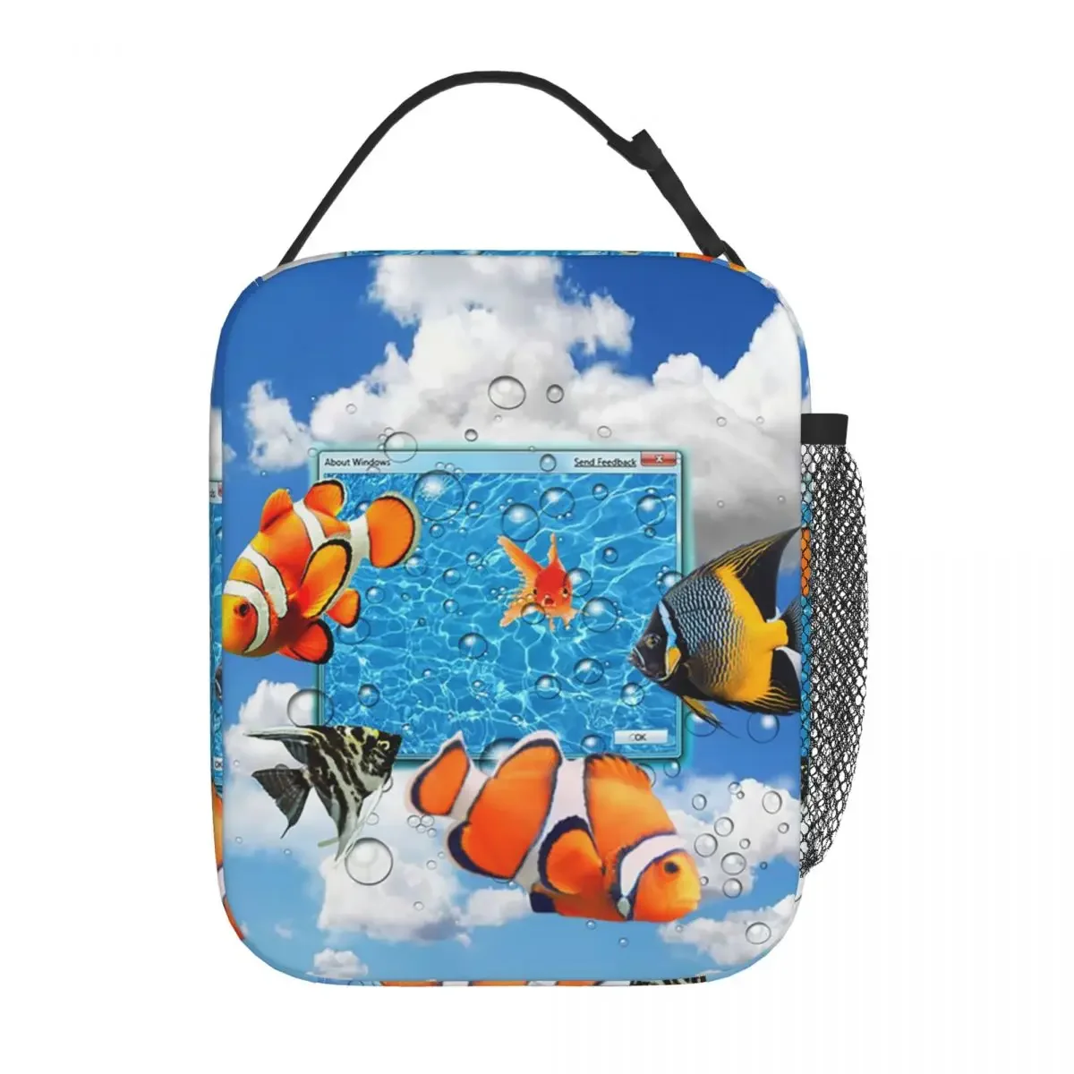 Swimming Frutiger Aero Fish Insulated Lunch Bag for Women Children Leakproof Food Boxes Thermal Lunch Box Tote