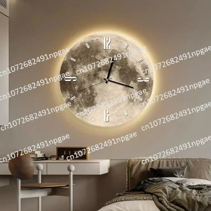 Moon Wall Clock Luxury Noiseless Light Watch Wall Living Room Bedroom Clock Modern  New Decoration Room Design Home Fashion