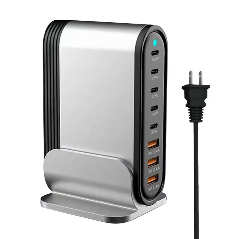 Type C Charging Block 200W USB C/USB A Desktop Charger Charging Station With 8 Ports High-Speed Fast Charger Block For Tablets