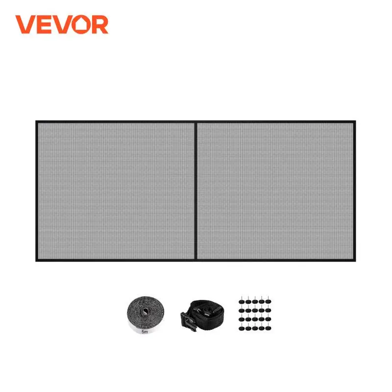 VEVOR 16x7ft Garage Door Screen 5.2lbs Heavy-Duty Fiberglass Mesh for Quick Entry with Self Sealing Magnet and Weighted Bottom