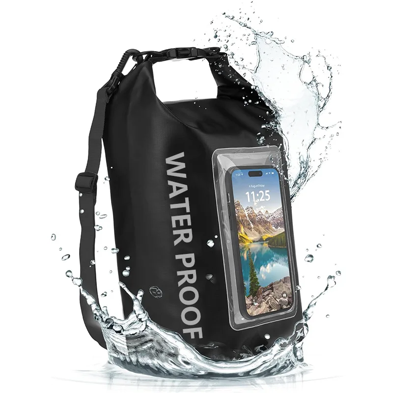 2L Waterproof Crossbody Bag 2 In 1 Cell Phone  Dry Bag PVC Swimming Storage Bag Outdoor Beach Boating Water Sports Accessories