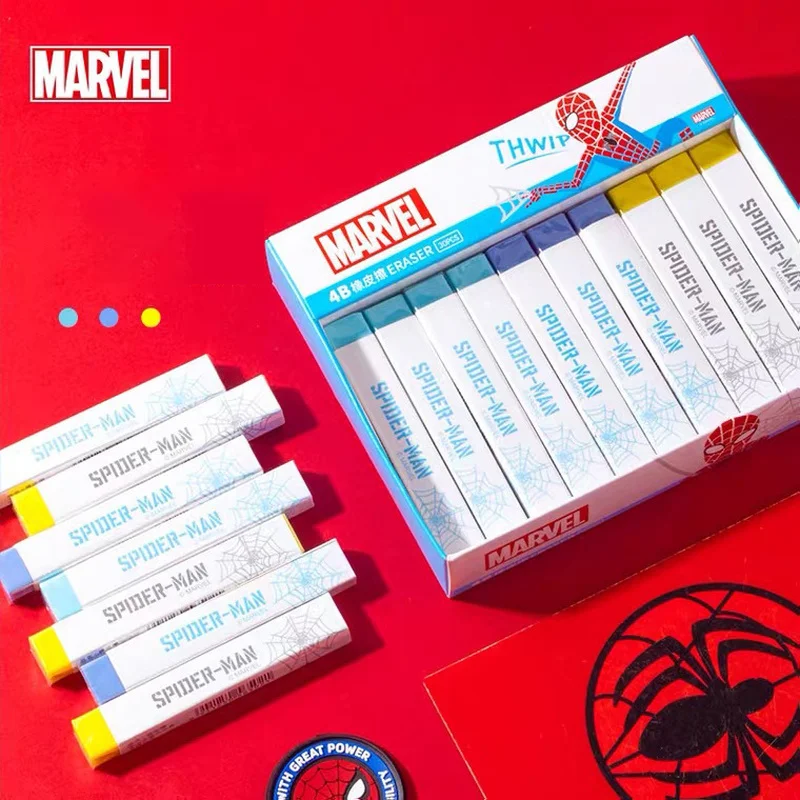 30pcs Marvel Anime Superhero Spiderman Cartoon 4b Macaron Color Student Eraser Minimalist Learning Office Stationery Wholesale