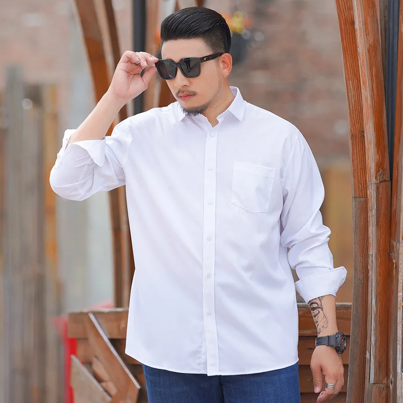 

New plus size casual shirt 160kg 10XL 9XL 8XL fashion men's loose long sleeve solid color business shirt 8 colors optional.