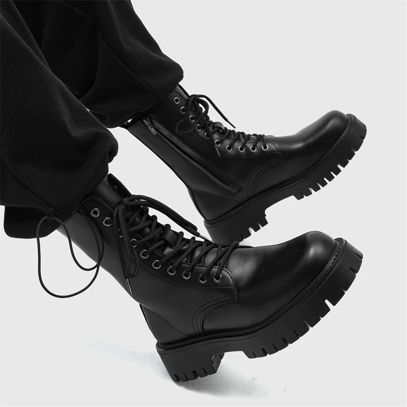 

Новые мужские высокие ботинки из натуральной кожи Bla Briti Sle Thi Bot, мотоциклетные ботинки с высоким берцем и круглым носком