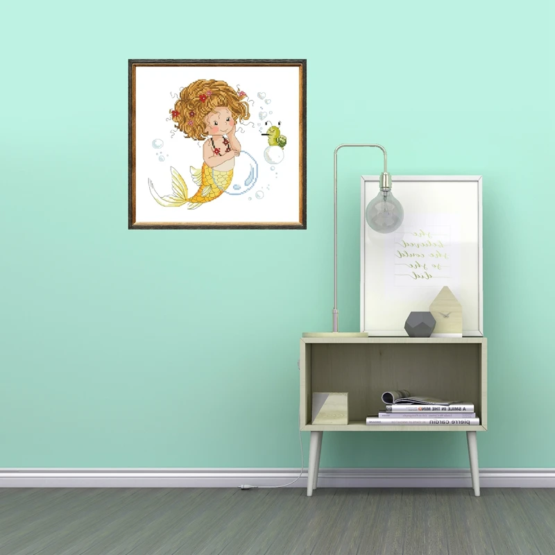 فقاعات الصابون عبر الابره مجموعات حزمة حورية البحر السلاحف 18ct 14ct 11ct القماش الحرير خيط القطن التطريز اليدوية #3