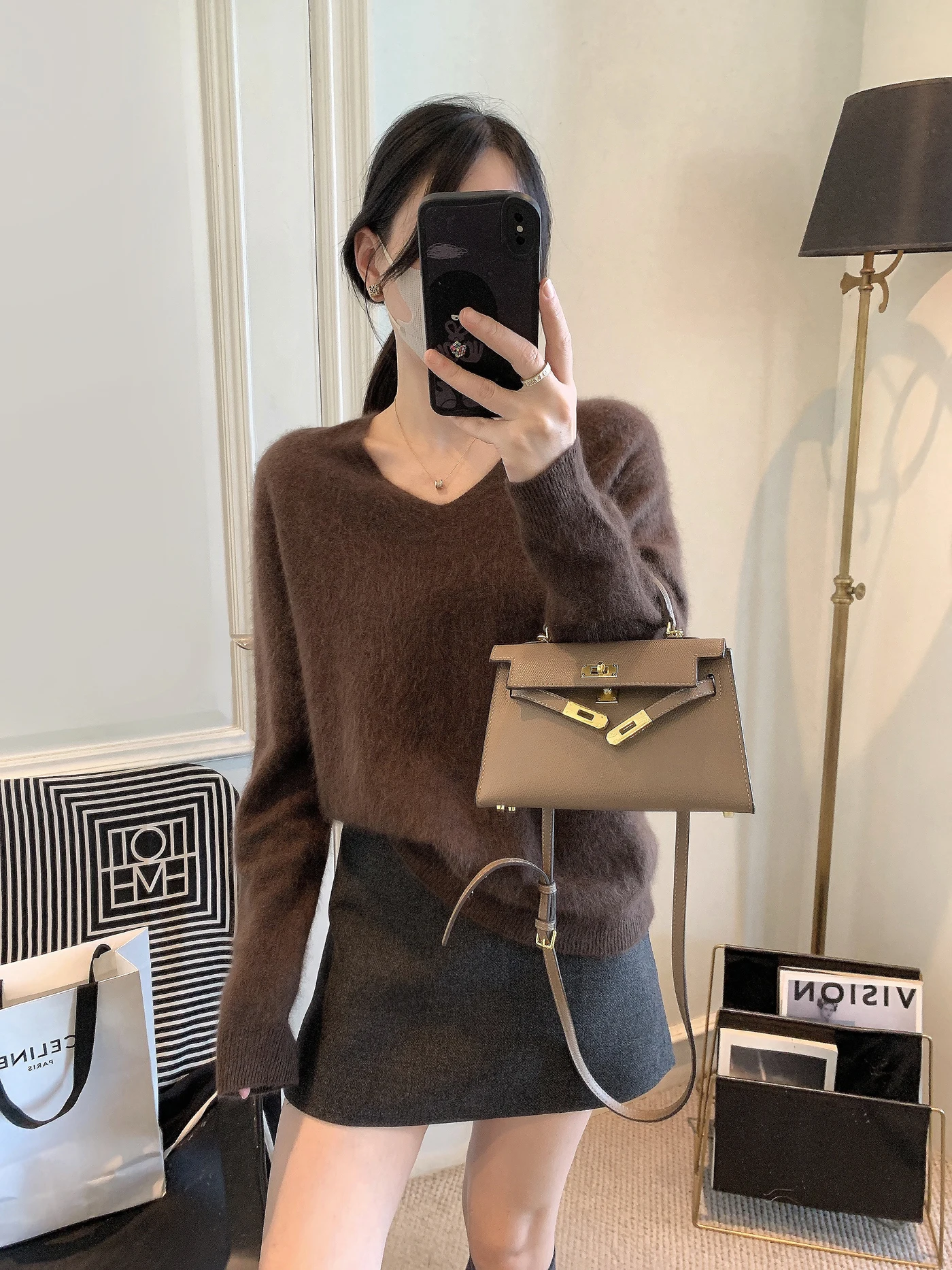 

Мягкий вязаный топ Camere V-Ne Base irt, женский модный корейский сле, осеннее новое поступление, повседневная одежда, мягкий длинный топ све