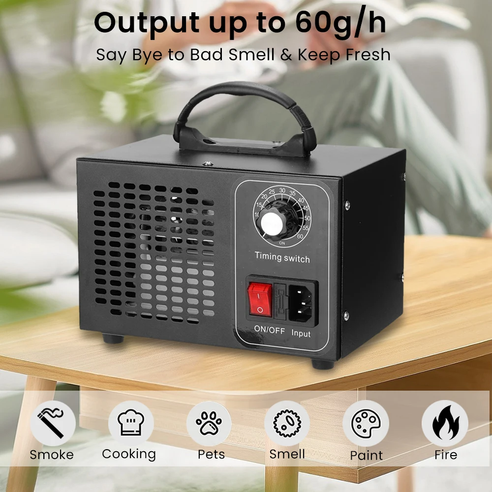 Générateur d'ozone portable pour la maison, purificateur d'air multifonctionnel, machine à ozone, purificateur d'air domestique, élimination du formaldéhyde et de la fumée