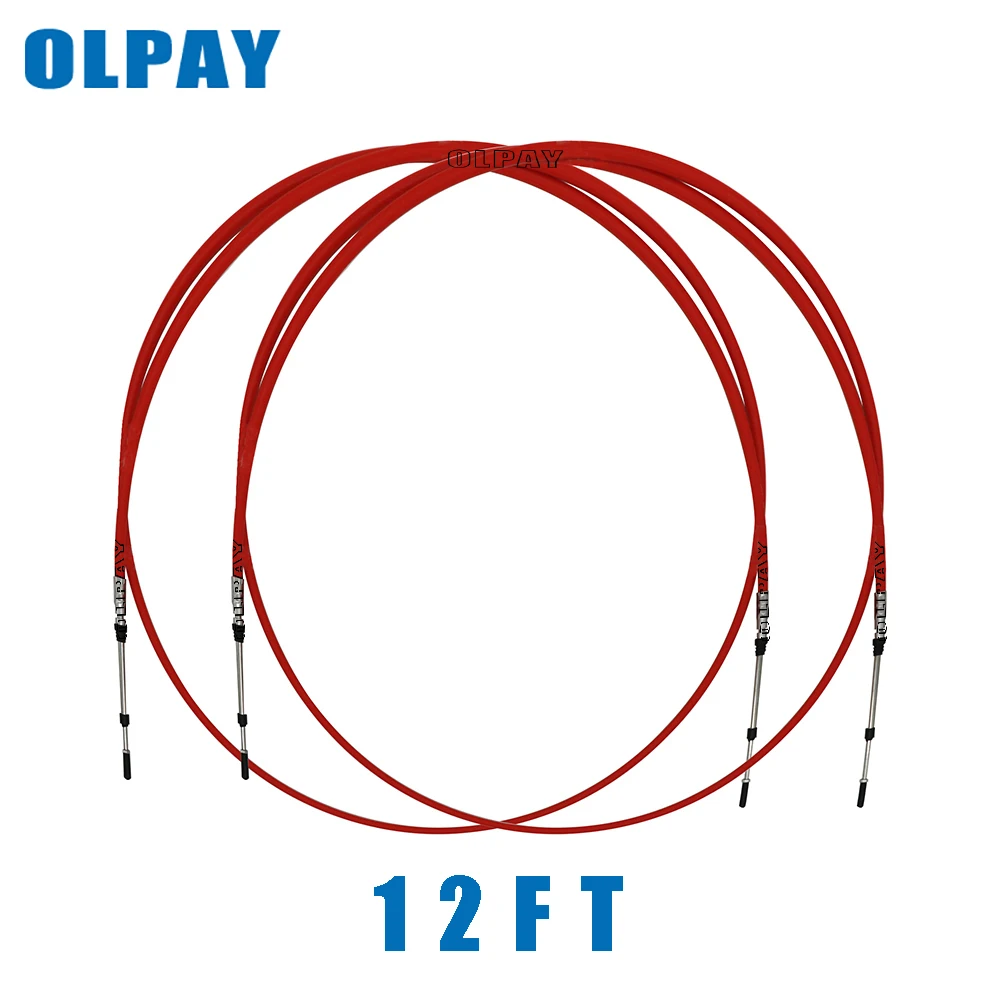 2pcs 12FT Throttle Control Cable For Yamaha Outboard Boat Motor Control Stainless Steel Throttle Shift Control Cable