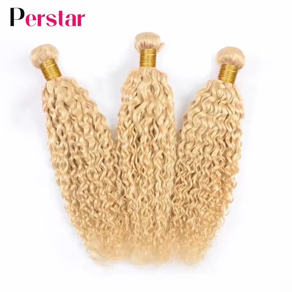 Perstar 613 Bundles Human Hair Deep Wave Bundles Human Hair Extension Brazilian Hair Weave Honey Blonde Curly Human Hair Bundles