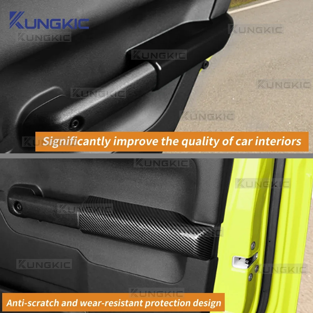 

Car Rear Door Armrest Protector For Suzuki Jimny Nomade 5-Doors 2023 2024 2025 LHD RHD ABS Black Carbon Interior Accessories