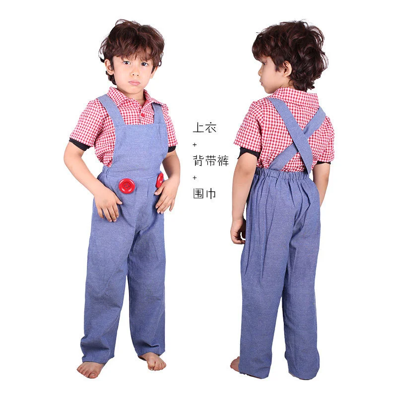 Halloween Cosplay baby boy overalls peasant laborer Costumes For Children Funny Party Wear Cute Children Clothes