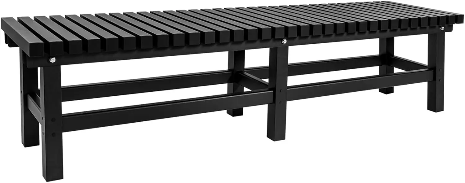 70 Inches Aluminum Outdoor Weatherproof Bench Backless, 550 LBS Bearing Capacity Garden Porch Bench