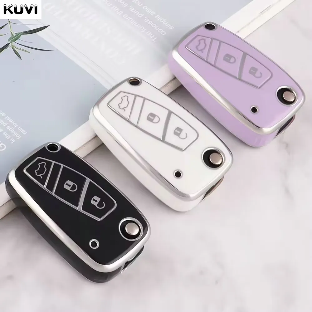 Fashion New TPU Car Flip Key Case Cover Shell Fob Bag For FIAT 500 Panda Stilo Ducato Punto Doblo Bravo Protected Akcesoria