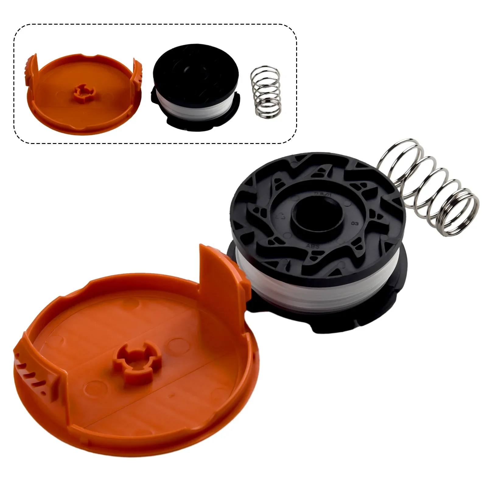 Trimmer Spool 3 Pack & Cap & Spring Replacement For Black Decker Cap Spring For Cordless Grass Trimmer Blade Cutter Lawn Mower