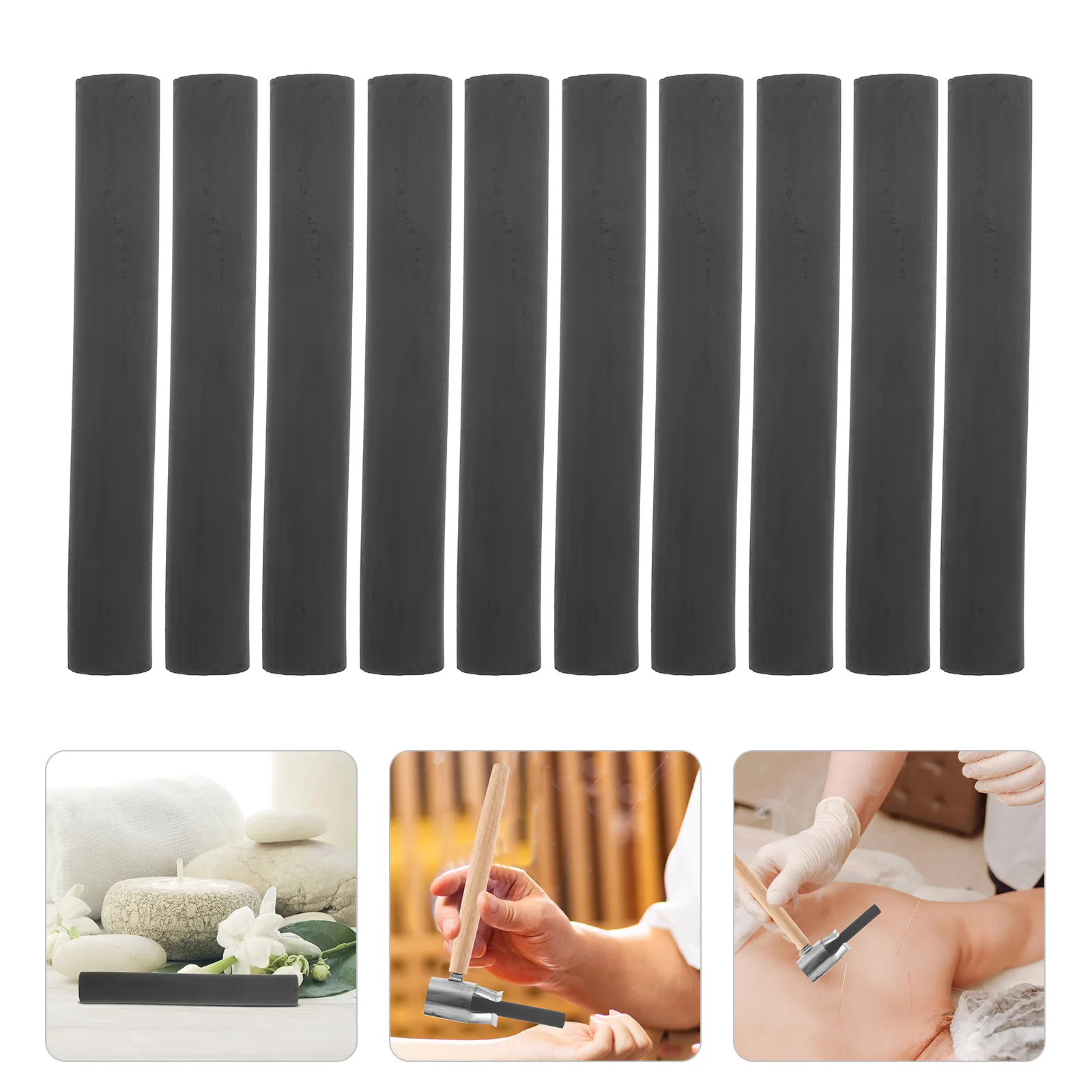 

20 шт. карбонизированных бездымных мокса-палочек среднего размера для моксотерапии, для дома и офиса, для расслабления мышц, мокса-роллы