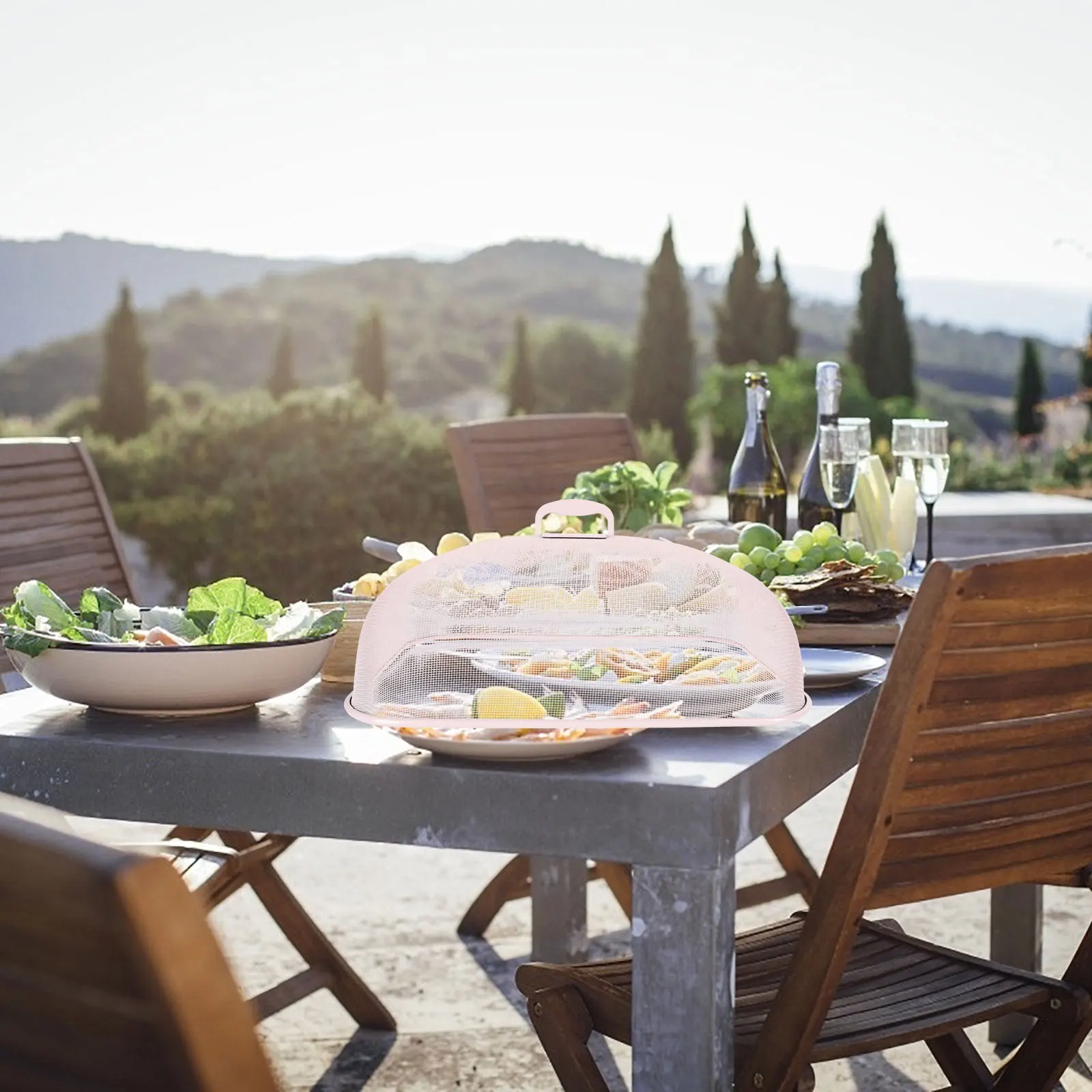 

1pc Dustproof Food Cover Rectangle Stainless Steel Kitchen Accessories Reusable Mesh Protecting Flies Mosquitoes Cake Vegetable